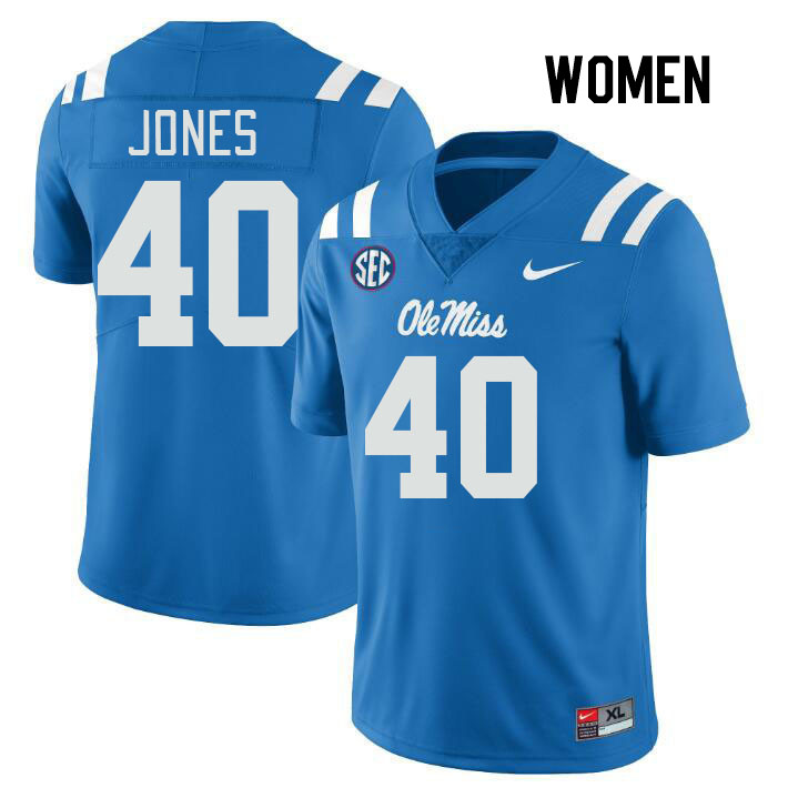 Women #40 Matt Jones Ole Miss Rebels College Football Jerseys Stitched Sale-Power Blue - Click Image to Close